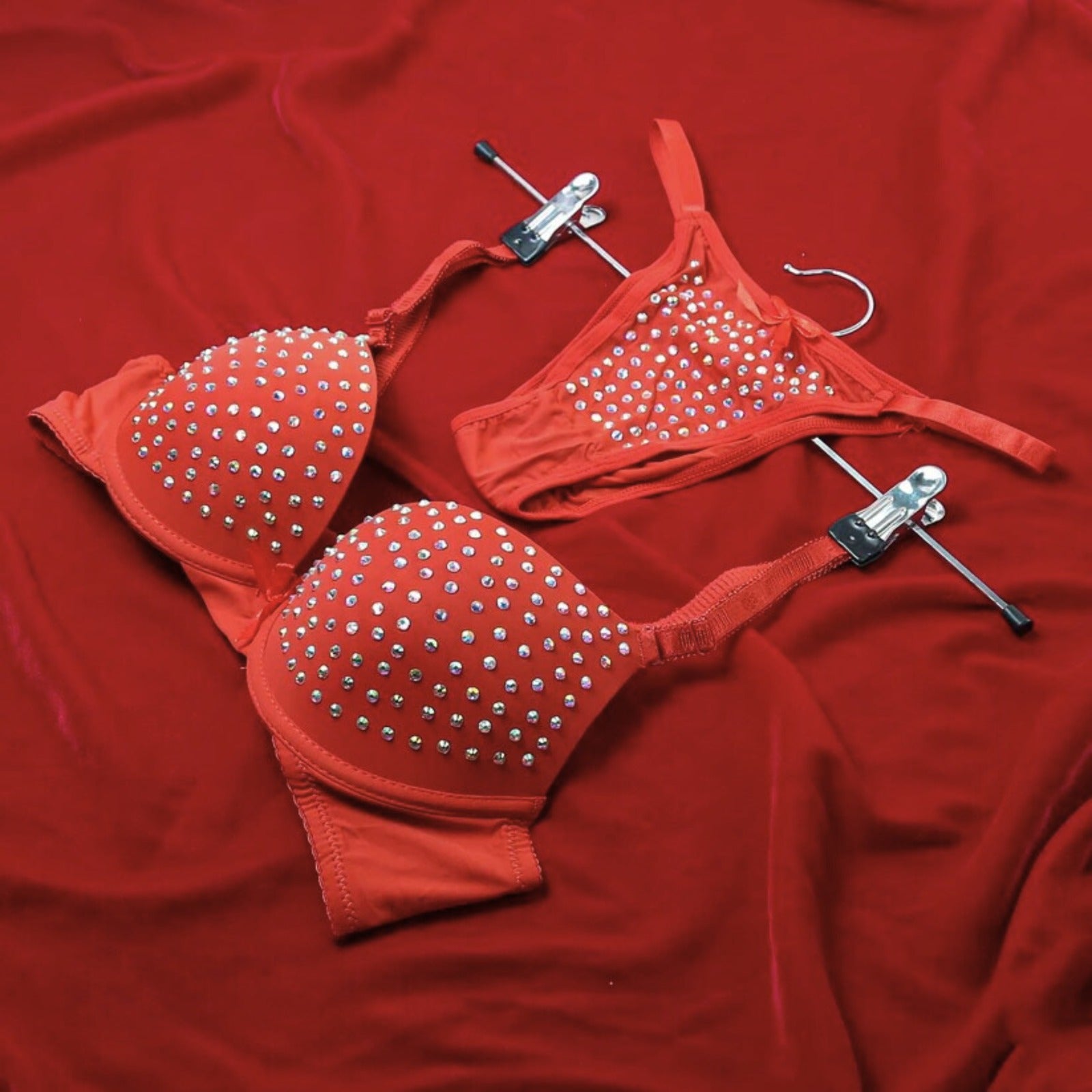 Beads Bra Set maroon